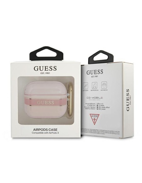 Guess Strap Collection dėklas, skirtas AirPods 3 dangteliui – rožinis Guess Strap Collection dėklas, skirtas AirPods 3 dangteliui – rožinis