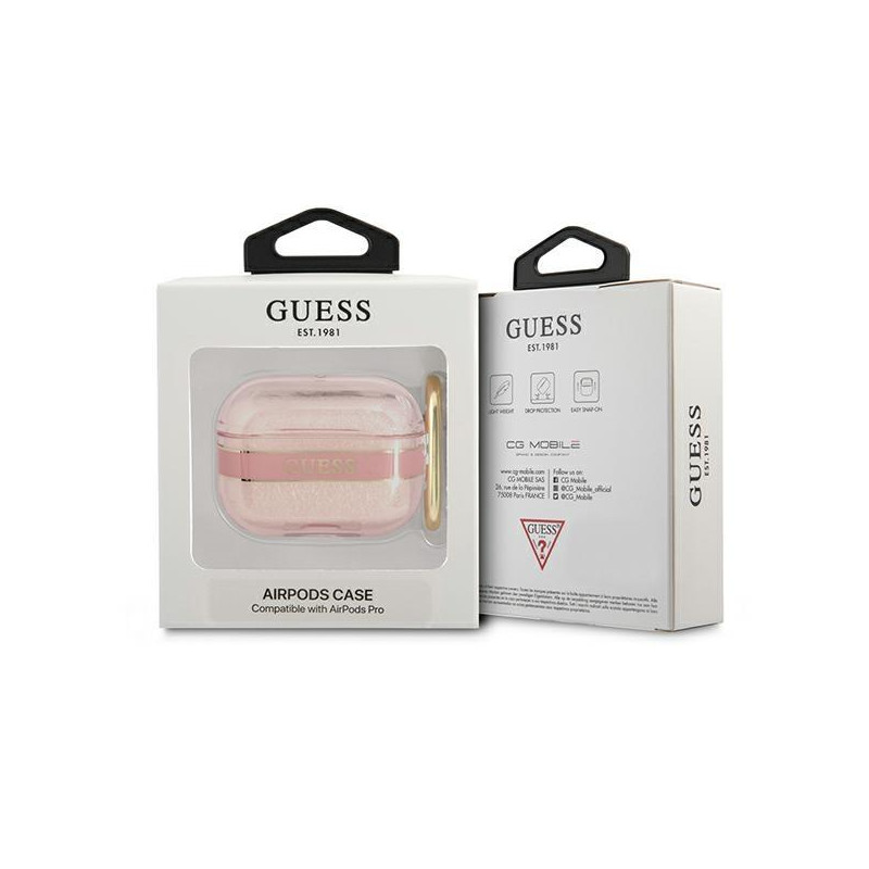 Guess Strap Collection dėklas, skirtas AirPods Pro – rožinis