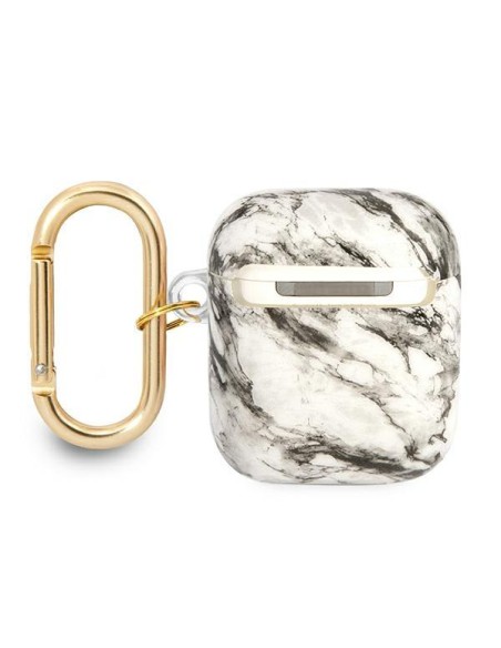 Guess Marble Strap Collection dėklas, skirtas AirPods 1/ 2 – pilkas Guess Marble Strap Collection dėklas, skirtas AirPods 1/ 2 – pilkas