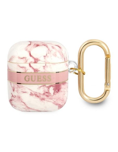 Guess Marble Strap Collection dėklas, skirtas AirPods 1/ 2 – rožinis Guess Marble Strap Collection dėklas, skirtas AirPods 1/ 2 – rožinis