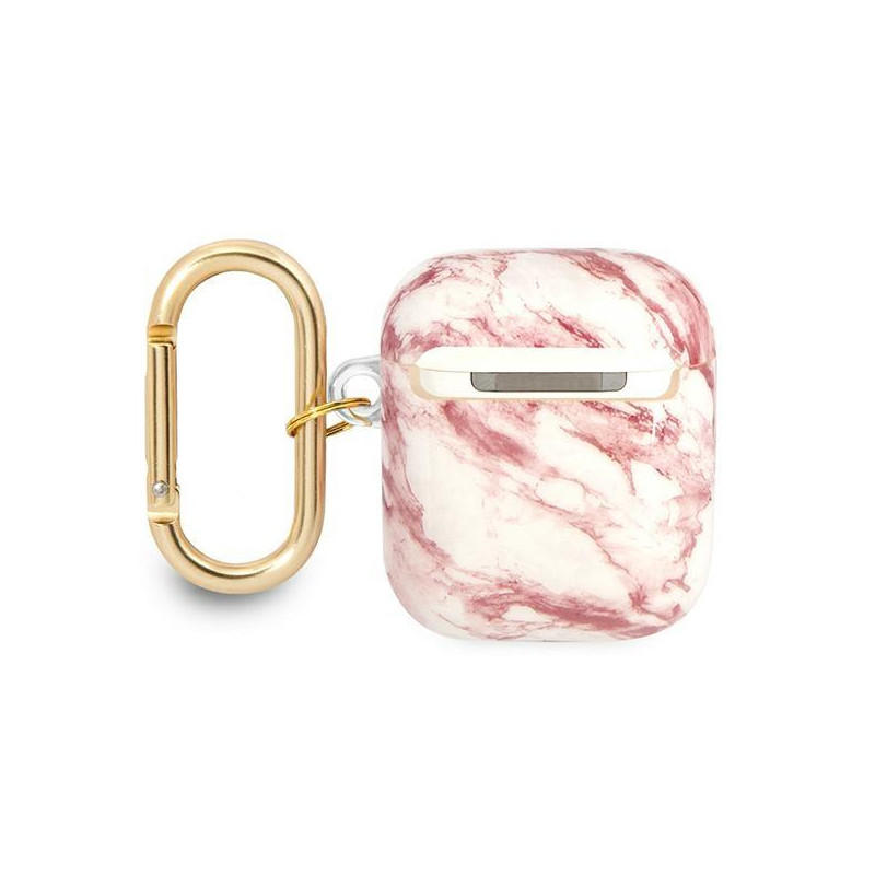 Guess Marble Strap Collection dėklas, skirtas AirPods 1/ 2 – rožinis