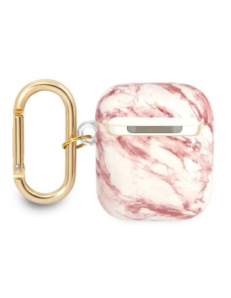 Guess Marble Strap Collection dėklas, skirtas AirPods 1/ 2 – rožinis Guess Marble Strap Collection dėklas, skirtas AirPods 1/ 2 – rožinis