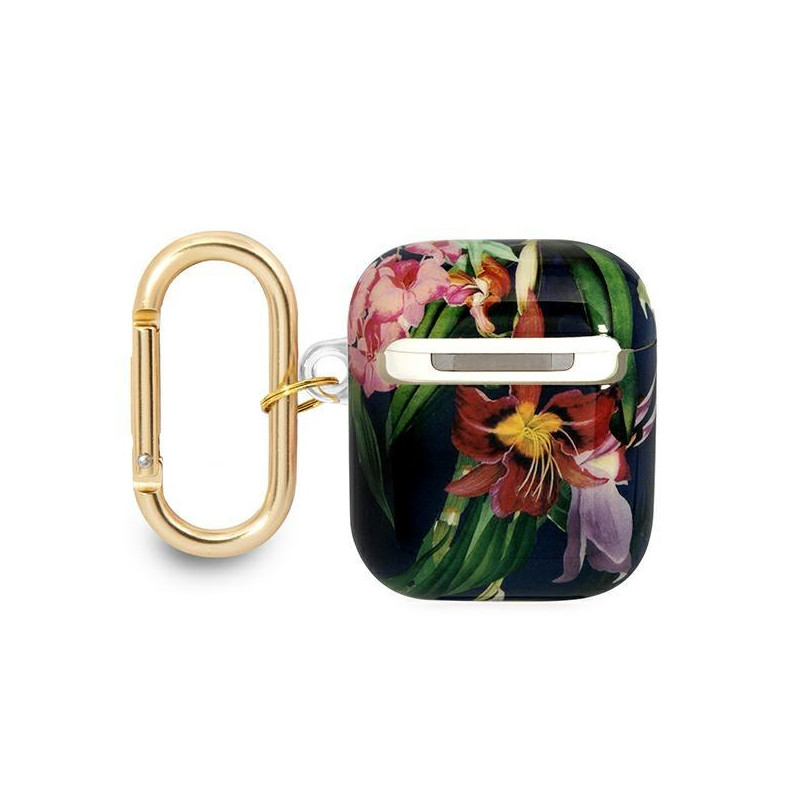 Guess Flower Strap Collection dėklas, skirtas AirPods 1/ 2 – mėlynas