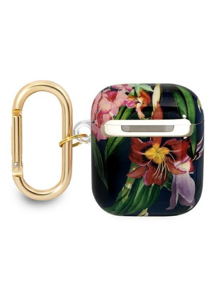 Guess Flower Strap Collection dėklas, skirtas AirPods 1/ 2 – mėlynas Guess Flower Strap Collection dėklas, skirtas AirPods 1/ 2 – mėlynas