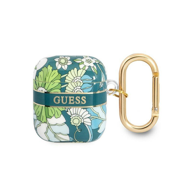 Guess Flower Strap Collection dėklas, skirtas AirPods 1/ 2 – žalias Guess Flower Strap Collection dėklas, skirtas AirPods 1/ 2 – žalias
