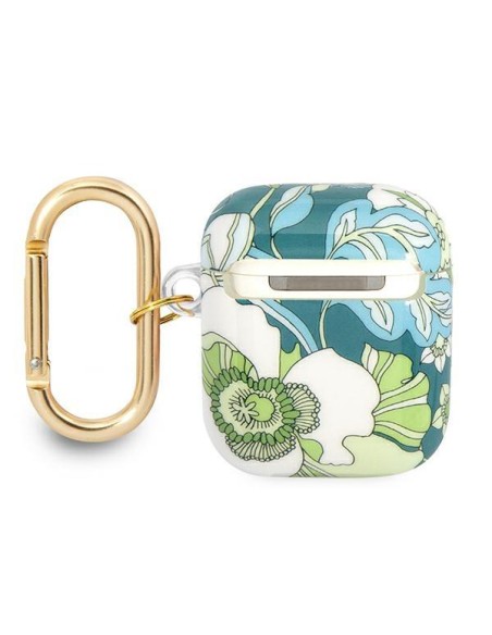 Guess Flower Strap Collection dėklas, skirtas AirPods 1/ 2 – žalias