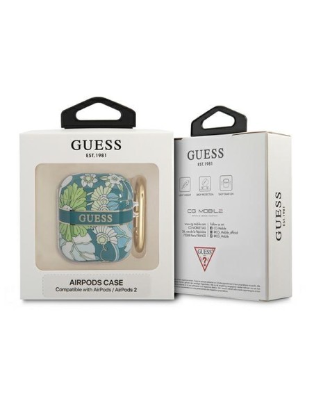 Guess Flower Strap Collection dėklas, skirtas AirPods 1/ 2 – žalias