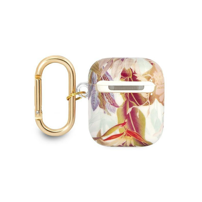 Guess Flower Strap Collection dėklas, skirtas AirPods 1/ 2 – violetinis
