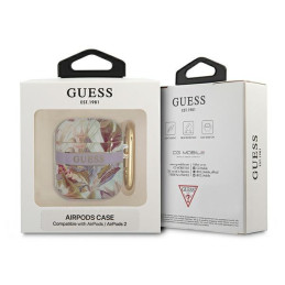 Guess Flower Strap Collection dėklas, skirtas AirPods 1/ 2 – violetinis