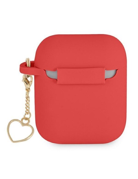 Guess Silicone Charm Heart Collection dėklas, skirtas AirPods 1/ 2 – raudonas Guess Silicone Charm Heart Collection dėklas, skirtas AirPods 1/ 2 – raudonas
