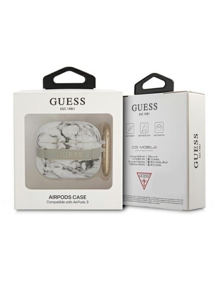 Guess Marble Strap Collection dėklas, skirtas AirPods 3 dangteliui – pilkas Guess Marble Strap Collection dėklas, skirtas AirPods 3 dangteliui – pilkas