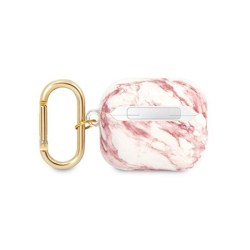 Guess Marble Strap Collection dėklas, skirtas AirPods 3 dangteliui – rožinis