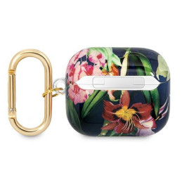 Guess Flower Strap Collection dėklas, skirtas AirPods 3 dangteliui - mėlynas