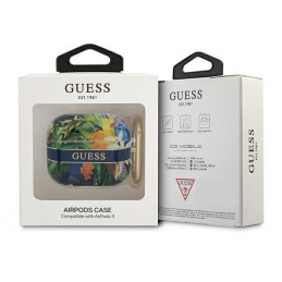 Guess Flower Strap Collection dėklas, skirtas AirPods 3 dangteliui - mėlynas