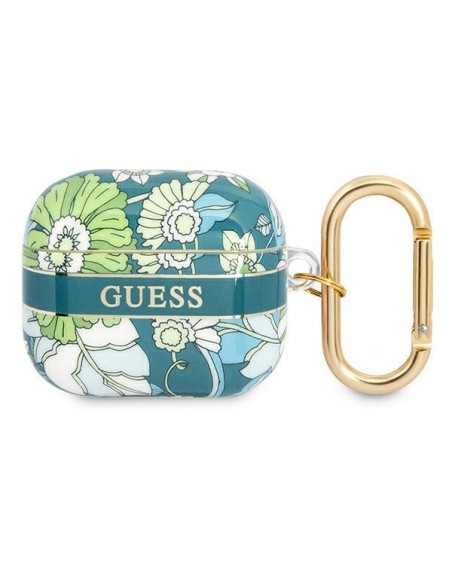 Guess Flower Strap Collection dėklas, skirtas AirPods 3 dangteliui – žalias Guess Flower Strap Collection dėklas, skirtas AirPods 3 dangteliui – žalias
