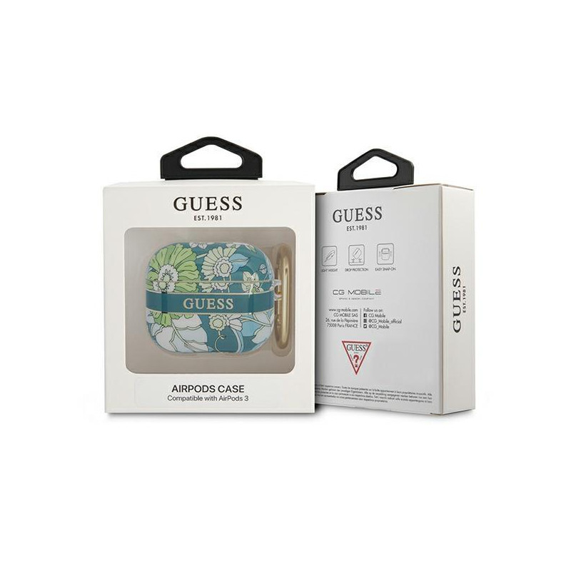 Guess Flower Strap Collection dėklas, skirtas AirPods 3 dangteliui – žalias
