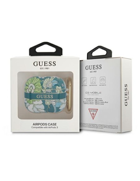 Guess Flower Strap Collection dėklas, skirtas AirPods 3 dangteliui – žalias Guess Flower Strap Collection dėklas, skirtas AirPods 3 dangteliui – žalias
