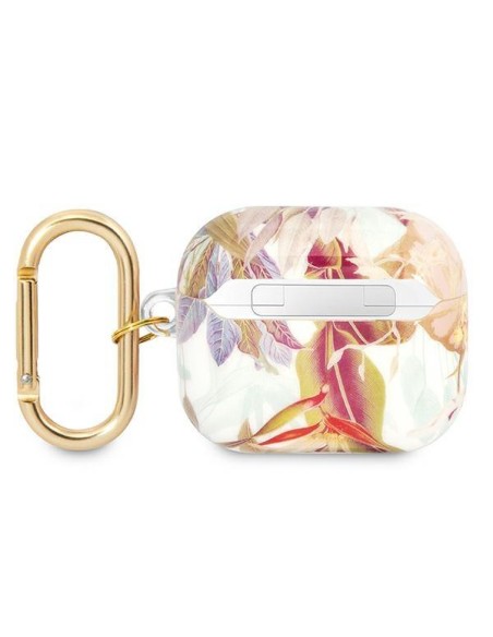 Guess Flower Strap Collection dėklas, skirtas AirPods 3 dangteliui – violetinis Guess Flower Strap Collection dėklas, skirtas AirPods 3 dangteliui – violetinis