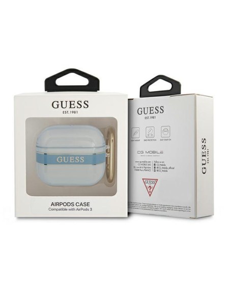 Guess Strap Collection dėklas, skirtas AirPods 3 dangteliui – mėlynas