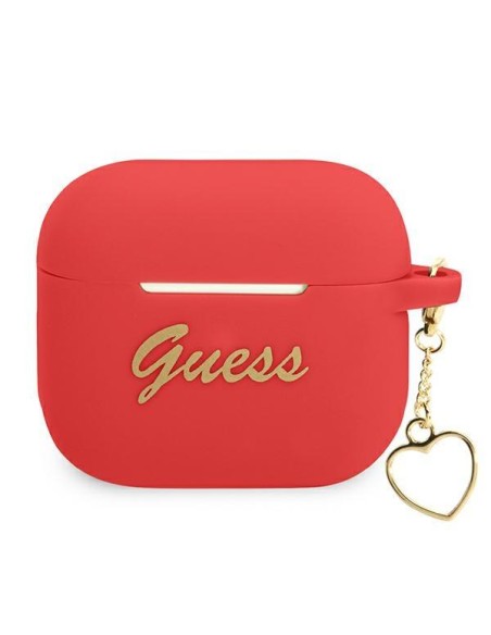 Guess Silicone Charm Heart Collection dėklas, skirtas AirPods 3 dangteliui – raudonas Guess Silicone Charm Heart Collection dėklas, skirtas AirPods 3 dangteliui – raudonas
