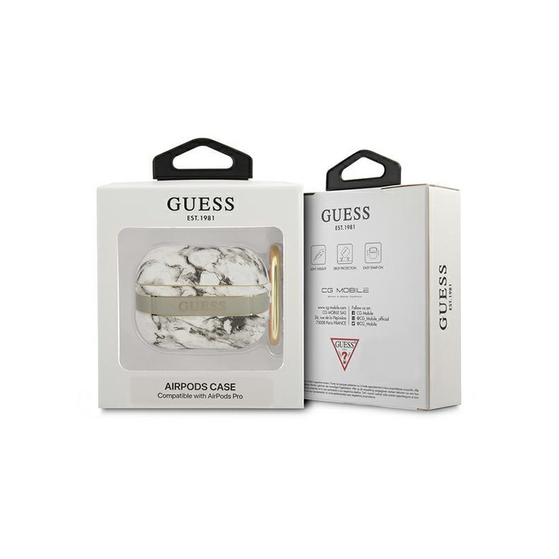 Guess Marble Strap Collection dėklas, skirtas AirPods Pro – pilkas