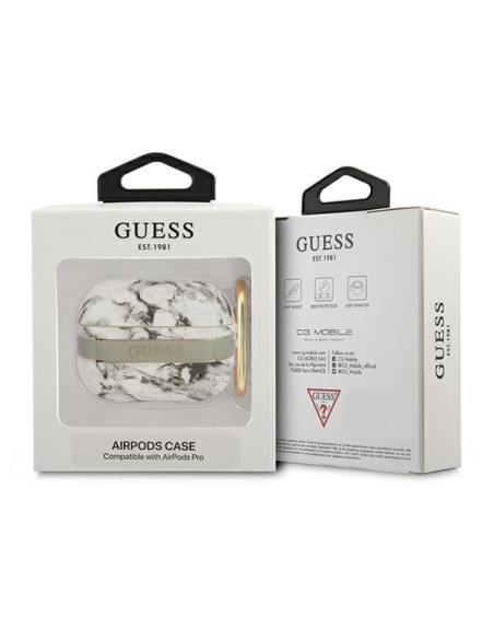 Guess Marble Strap Collection dėklas, skirtas AirPods Pro – pilkas