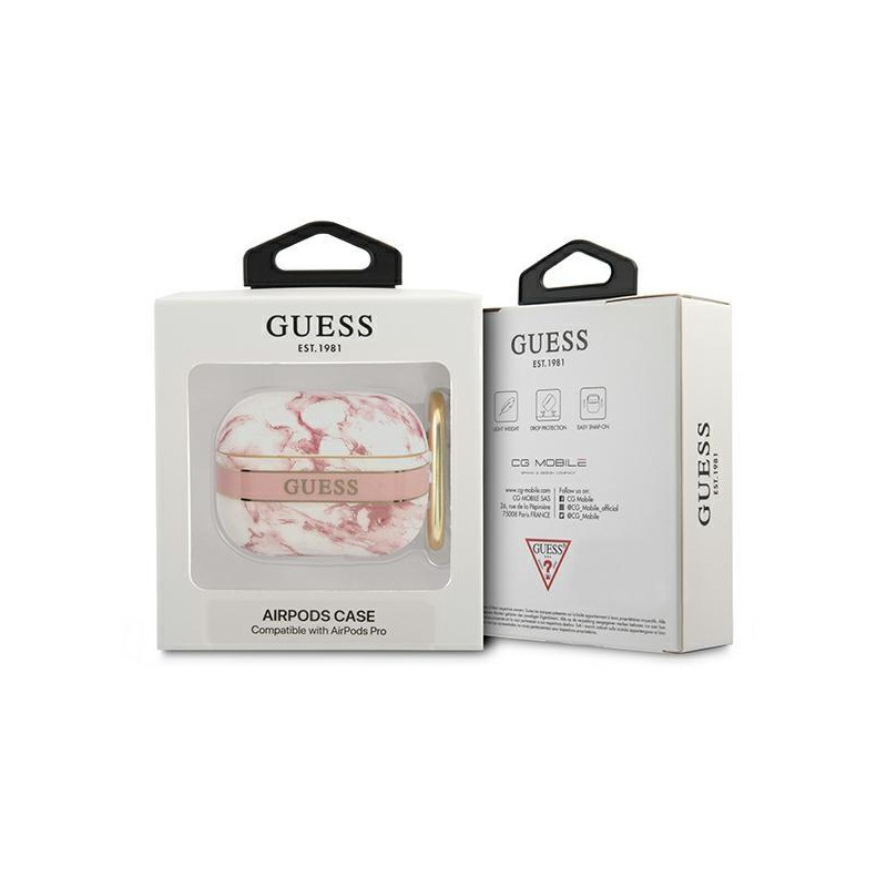 Guess Marble Strap Collection dėklas, skirtas AirPods Pro – rožinis