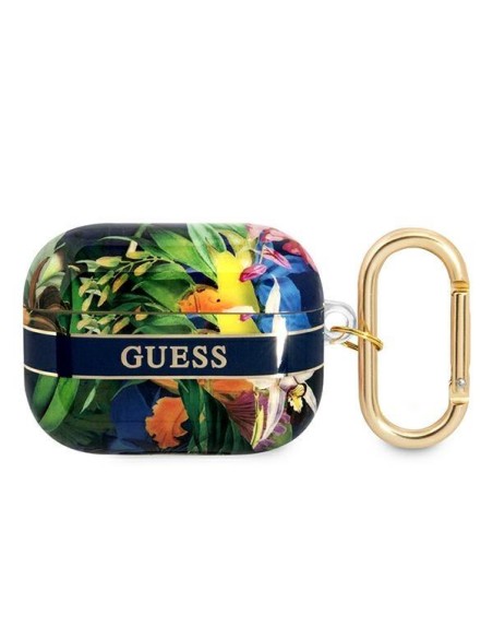 Guess Flower Strap Collection dėklas, skirtas AirPods Pro – mėlynas Guess Flower Strap Collection dėklas, skirtas AirPods Pro – mėlynas
