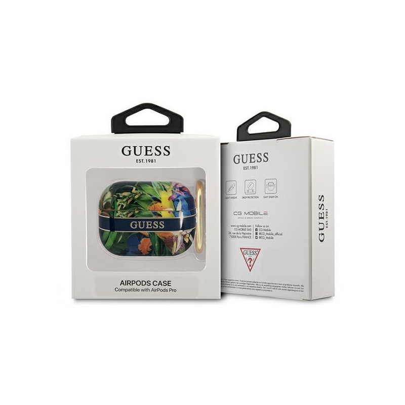 Guess Flower Strap Collection dėklas, skirtas AirPods Pro – mėlynas