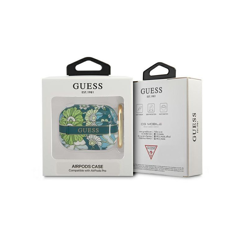 Guess Flower Strap Collection dėklas, skirtas AirPods Pro – žalias