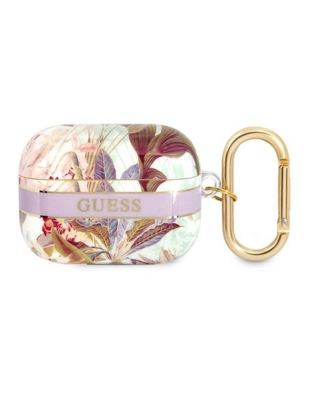 Guess Flower Strap Collection dėklas, skirtas AirPods Pro – violetinis Guess Flower Strap Collection dėklas, skirtas AirPods Pro – violetinis