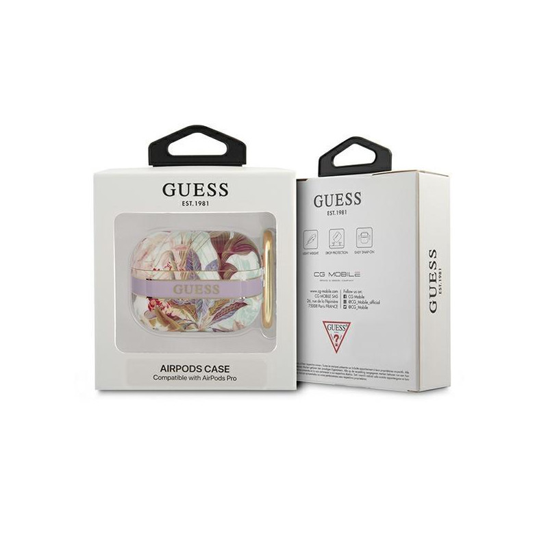 Guess Flower Strap Collection dėklas, skirtas AirPods Pro – violetinis
