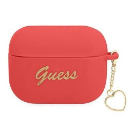 Guess Silicone Charm Heart Collection dėklas, skirtas AirPods Pro – raudonas