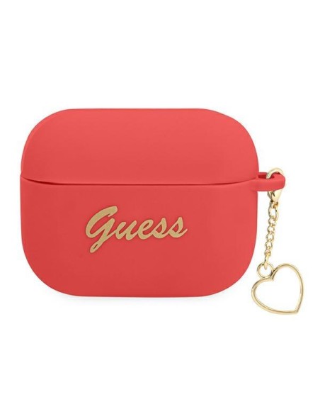 Guess Silicone Charm Heart Collection dėklas, skirtas AirPods Pro – raudonas Guess Silicone Charm Heart Collection dėklas, skirtas AirPods Pro – raudonas