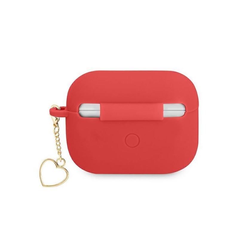 Guess Silicone Charm Heart Collection dėklas, skirtas AirPods Pro – raudonas