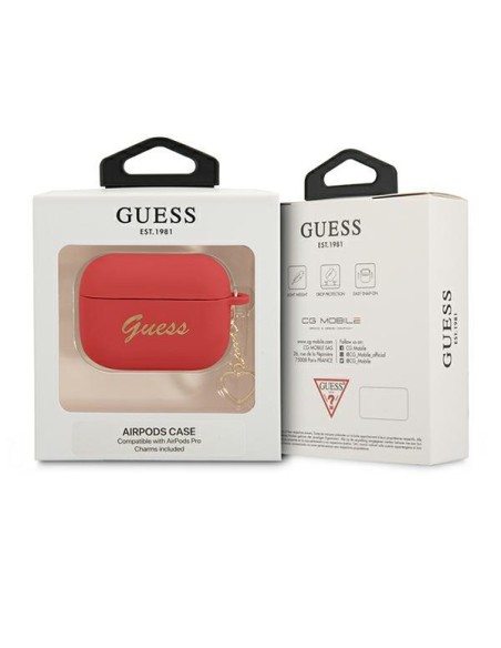 Guess Silicone Charm Heart Collection dėklas, skirtas AirPods Pro – raudonas Guess Silicone Charm Heart Collection dėklas, skirtas AirPods Pro – raudonas