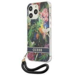 Guess Flower Strap dėklas, skirtas iPhone 13 Pro / iPhone 13 - mėlynas
