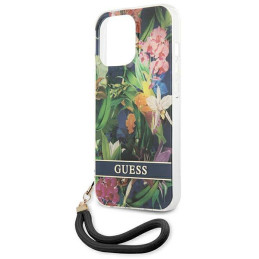 Guess Flower Strap dėklas, skirtas iPhone 13 Pro / iPhone 13 - mėlynas