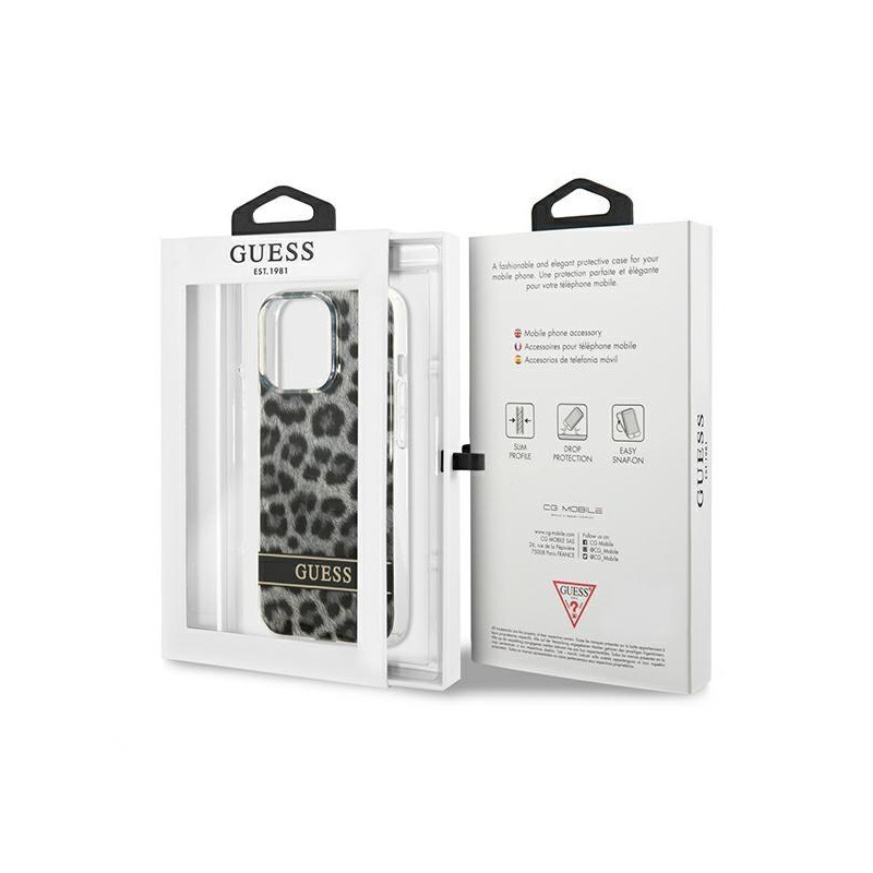 Guess Leopard dėklas, skirtas iPhone 13 Pro / iPhone 13 - pilkas