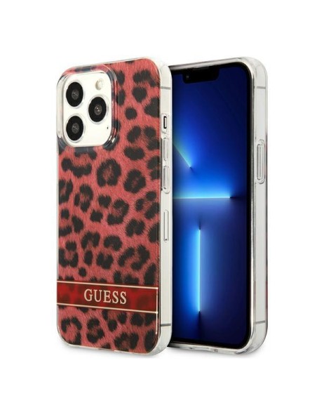 Guess Leopard dėklas, skirtas iPhone 13 Pro / iPhone 13 - raudonas Guess Leopard dėklas, skirtas iPhone 13 Pro / iPhone 13 - raudonas