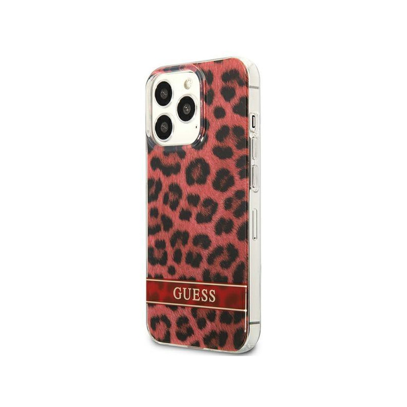 Guess Leopard dėklas, skirtas iPhone 13 Pro / iPhone 13 - raudonas
