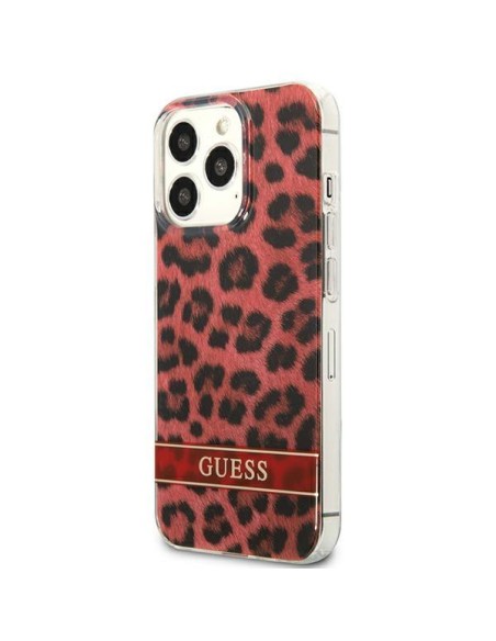 Guess Leopard dėklas, skirtas iPhone 13 Pro / iPhone 13 - raudonas Guess Leopard dėklas, skirtas iPhone 13 Pro / iPhone 13 - raudonas