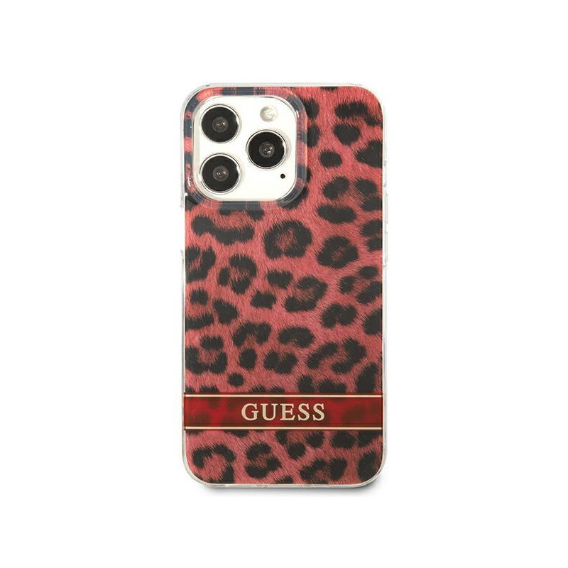 Guess Leopard dėklas, skirtas iPhone 13 Pro / iPhone 13 - raudonas