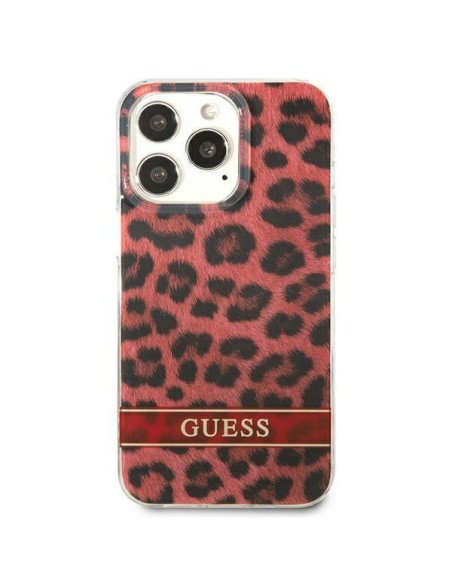 Guess Leopard dėklas, skirtas iPhone 13 Pro / iPhone 13 - raudonas Guess Leopard dėklas, skirtas iPhone 13 Pro / iPhone 13 - raudonas