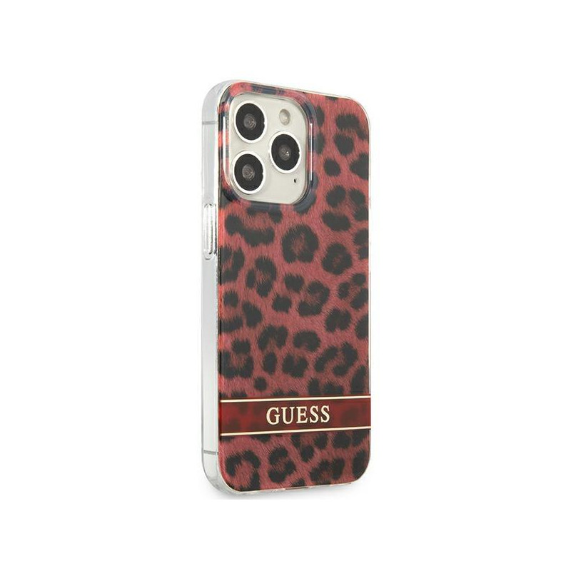 Guess Leopard dėklas, skirtas iPhone 13 Pro / iPhone 13 - raudonas