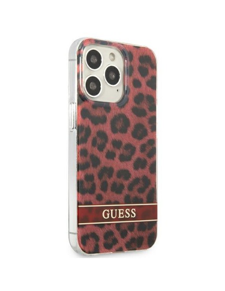 Guess Leopard dėklas, skirtas iPhone 13 Pro / iPhone 13 - raudonas Guess Leopard dėklas, skirtas iPhone 13 Pro / iPhone 13 - raudonas