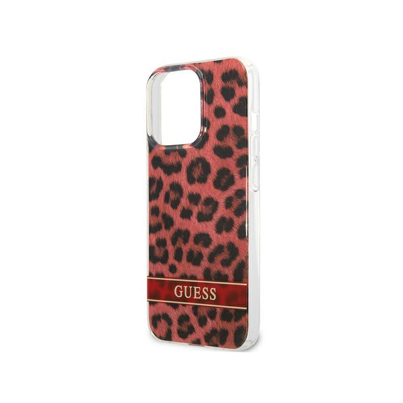 Guess Leopard dėklas, skirtas iPhone 13 Pro / iPhone 13 - raudonas