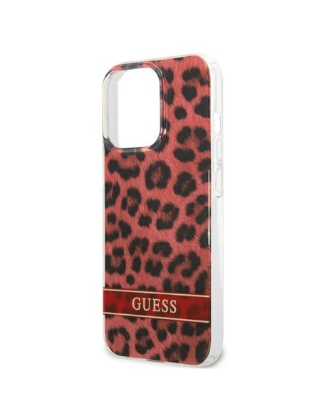 Guess Leopard dėklas, skirtas iPhone 13 Pro / iPhone 13 - raudonas Guess Leopard dėklas, skirtas iPhone 13 Pro / iPhone 13 - raudonas