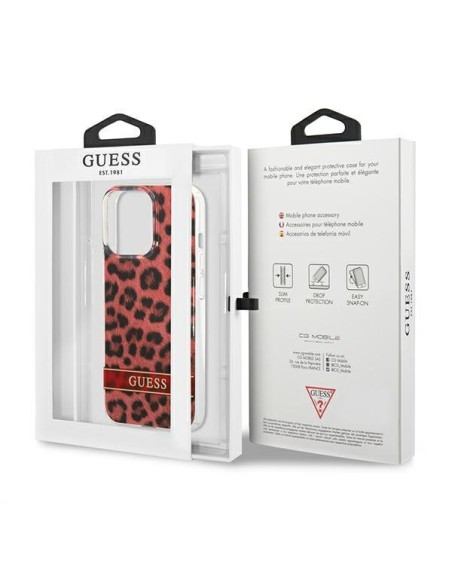 Guess Leopard dėklas, skirtas iPhone 13 Pro / iPhone 13 - raudonas Guess Leopard dėklas, skirtas iPhone 13 Pro / iPhone 13 - raudonas