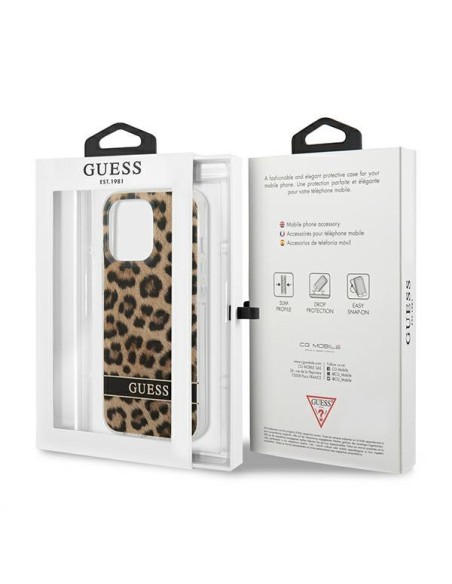 Guess Leopard dėklas, skirtas iPhone 13 Pro / iPhone 13 - rudas Guess Leopard dėklas, skirtas iPhone 13 Pro / iPhone 13 - rudas